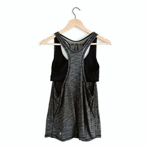 Lululemon Glide and Stride Tank Heathered Black / Black - Size 6